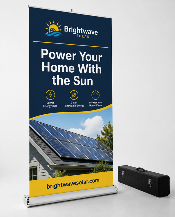 Custom premium wide retractable banner stand with hard travel case