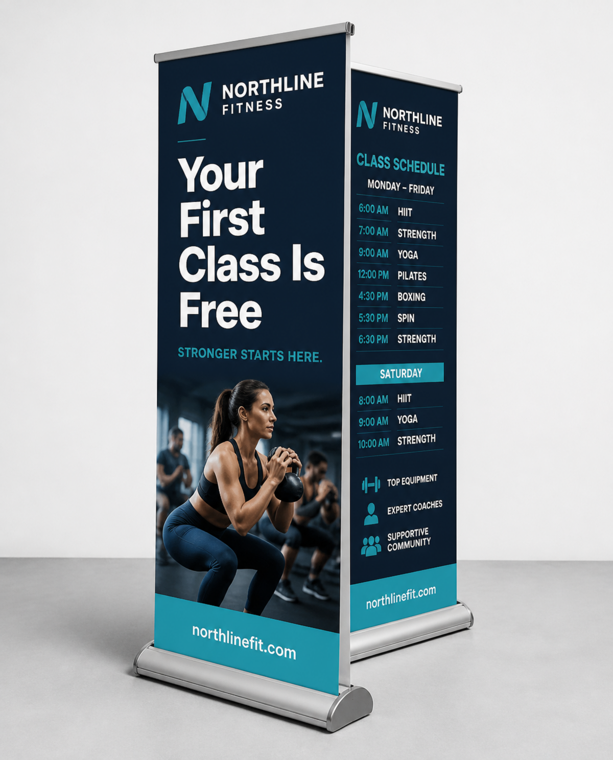 Deluxe retractable banner stand, double-sided