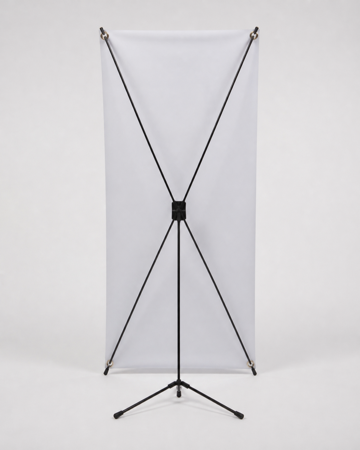 X-banner stand back view with X-frame poles