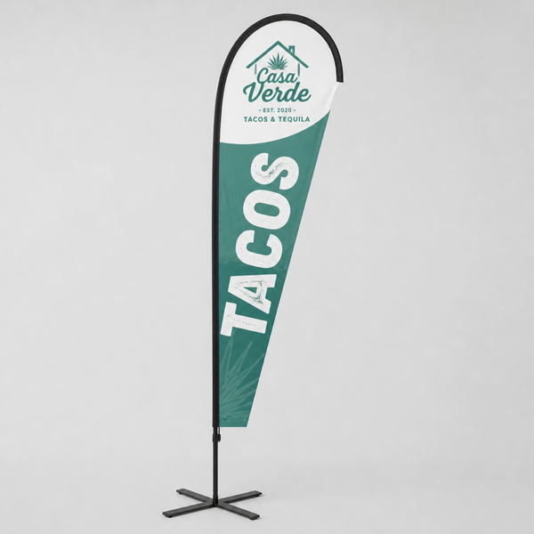 Custom teardrop flag with cross base