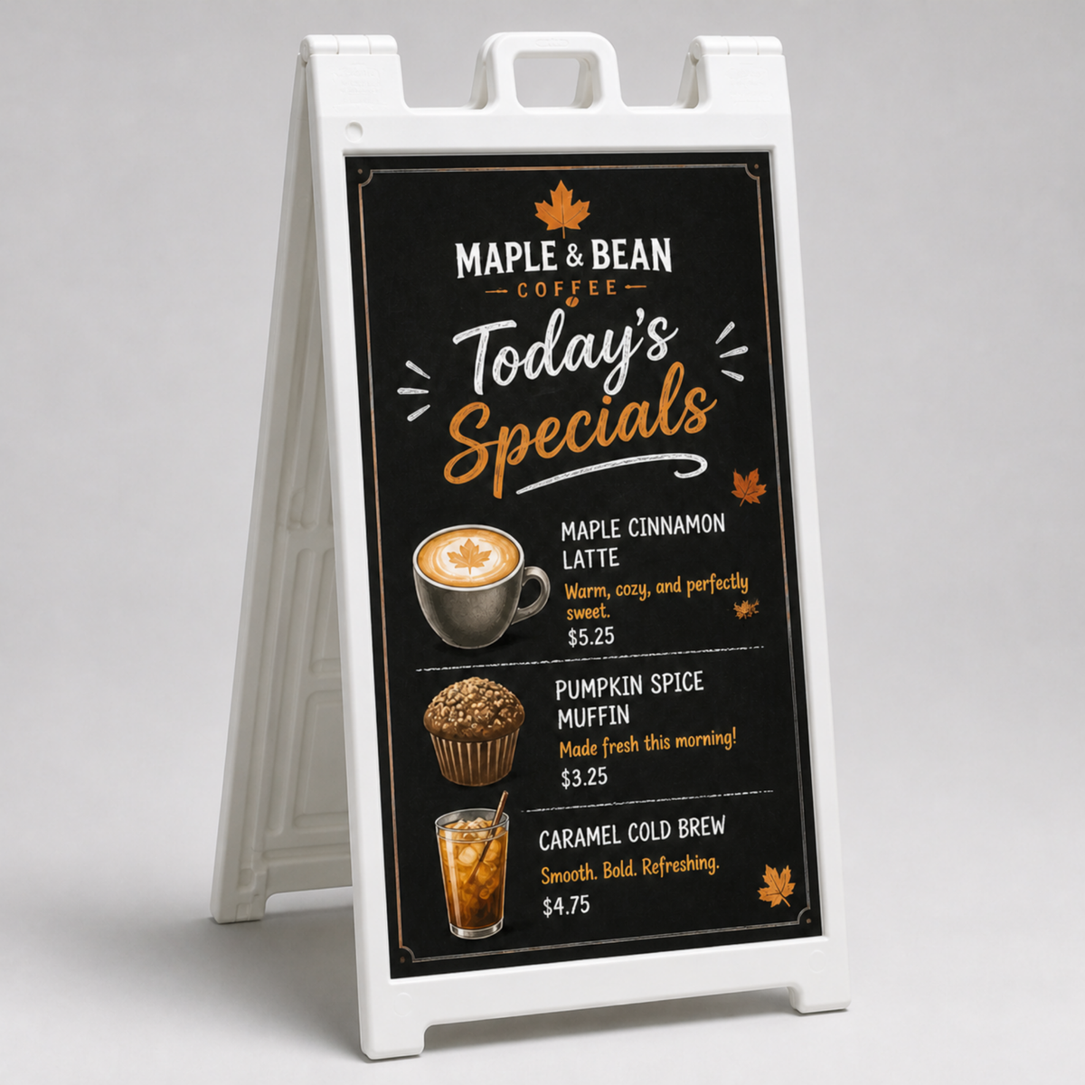 Deluxe white A-frame sidewalk sign