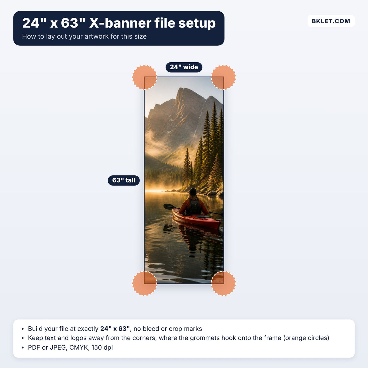 24" x 63" X-banner file setup guide