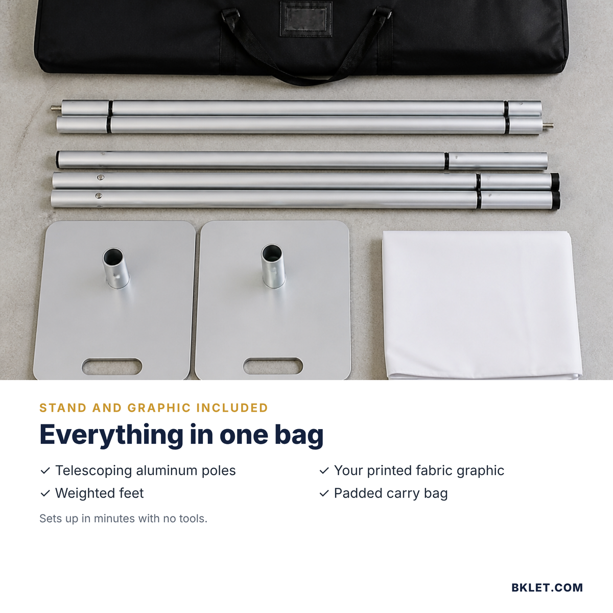 Step and repeat kit: poles, feet, graphic and bag
