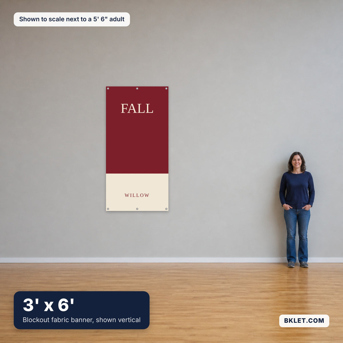 3 x 6 ft shown to scale next to an adult