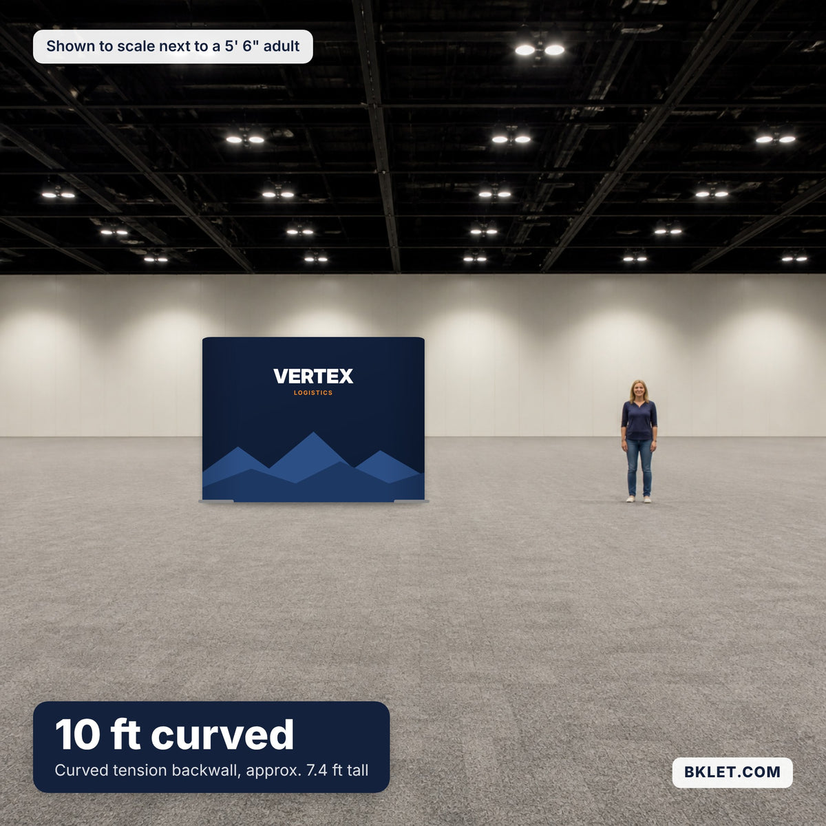 10 ft shown to scale next to an adult