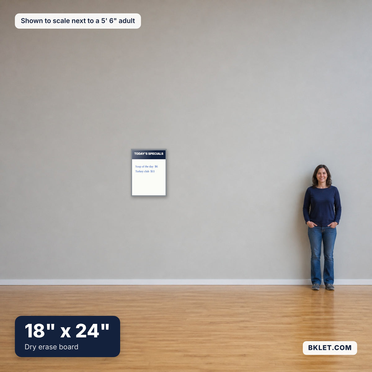 18" x 24" shown to scale next to an adult