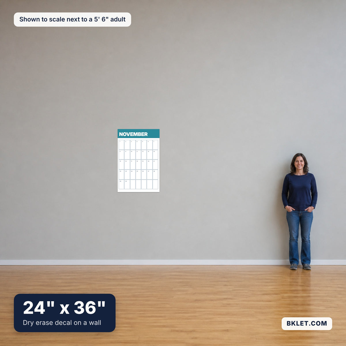 24 x 36 in shown to scale next to an adult