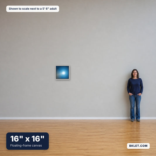 16 x 16 in shown to scale next to an adult