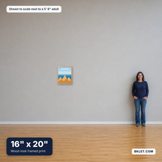 16 x 20 in shown to scale next to an adult