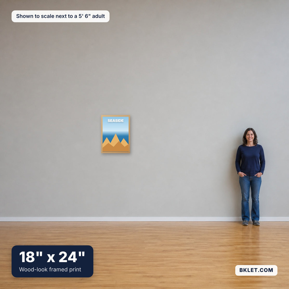 18 x 24 in shown to scale next to an adult