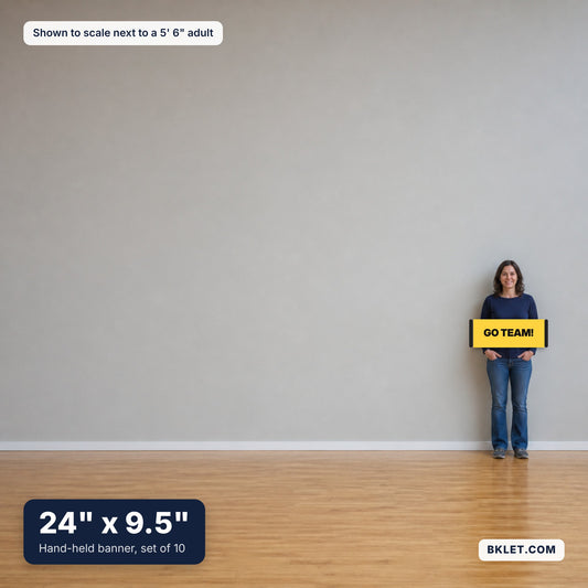 24" x 9.5" (Set of 10) shown to scale next to an adult