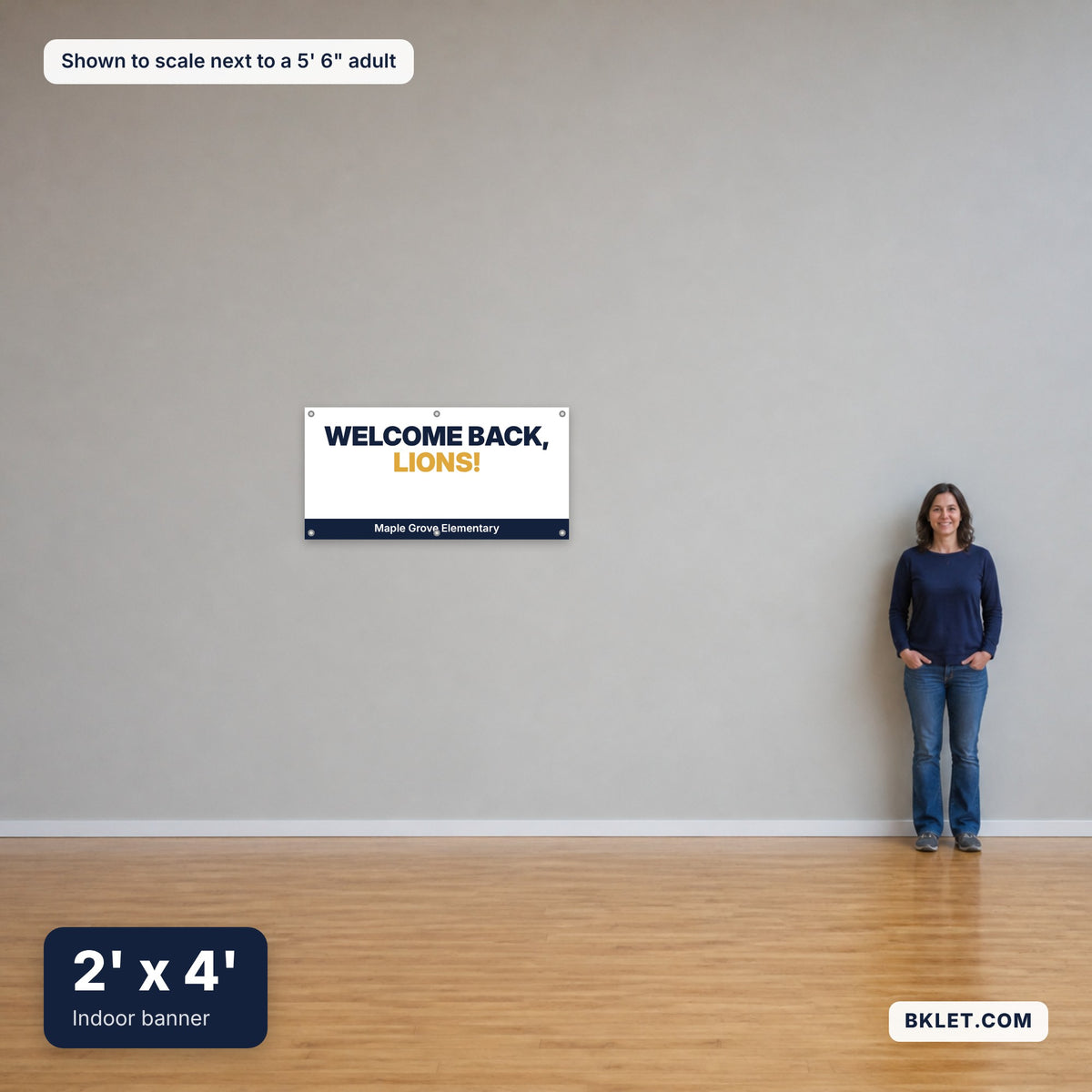 2 x 4 ft shown to scale next to an adult