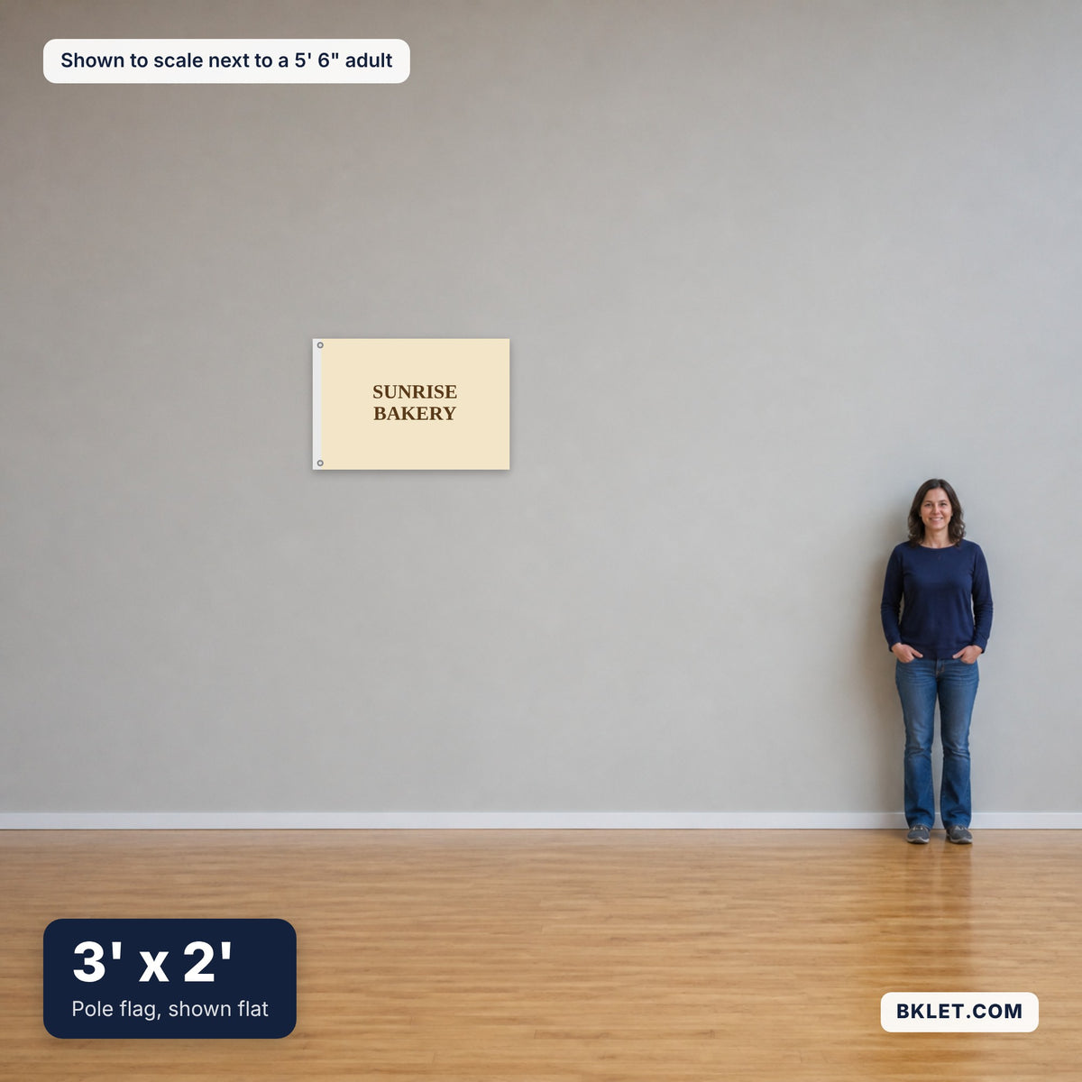 3' x 2' shown to scale next to an adult