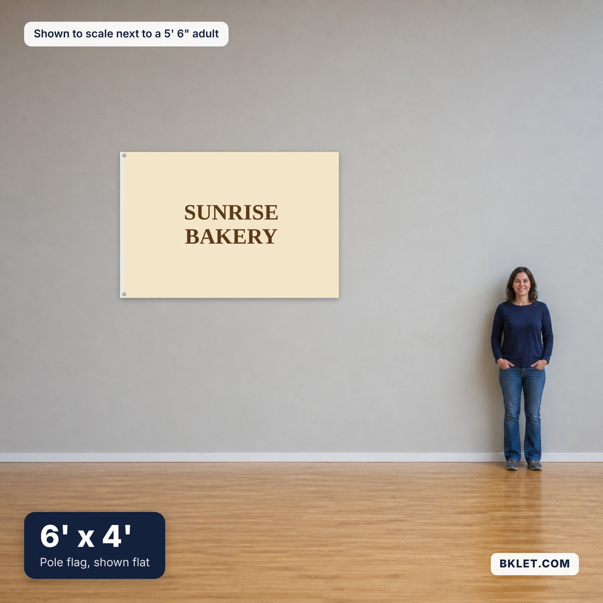 6' x 4' shown to scale next to an adult