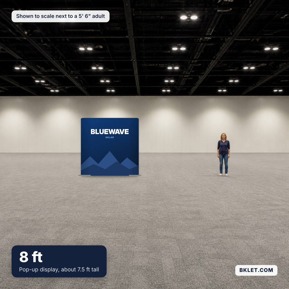 8 ft shown to scale next to an adult