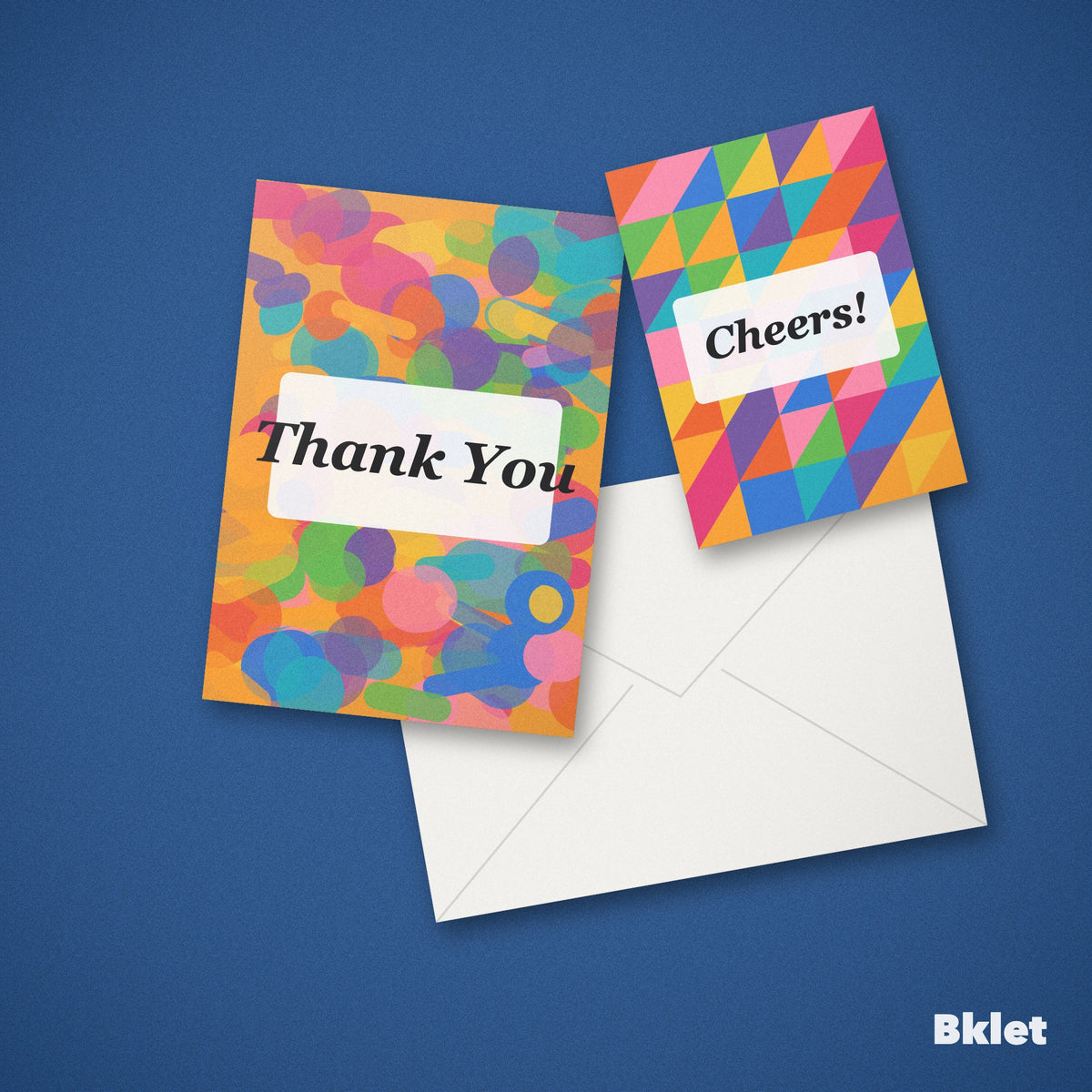 Custom greeting cards with envelopes printed by Bklet