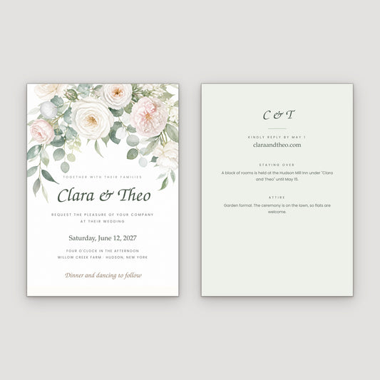 Custom invitation front and back