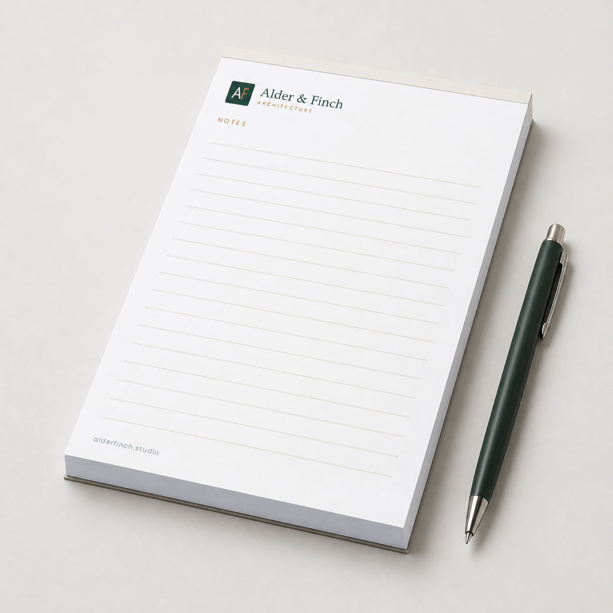 Custom printed notepad with a pen