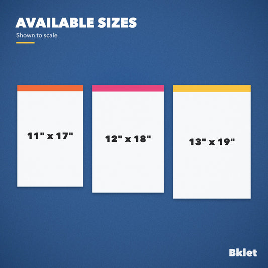 Poster sizes shown to scale