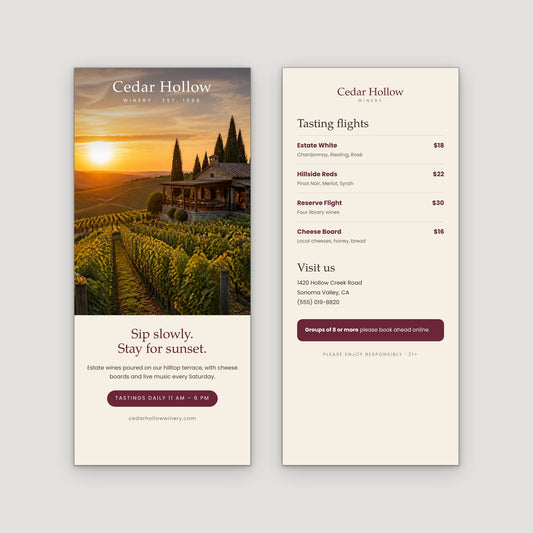 Custom rack cards front and back