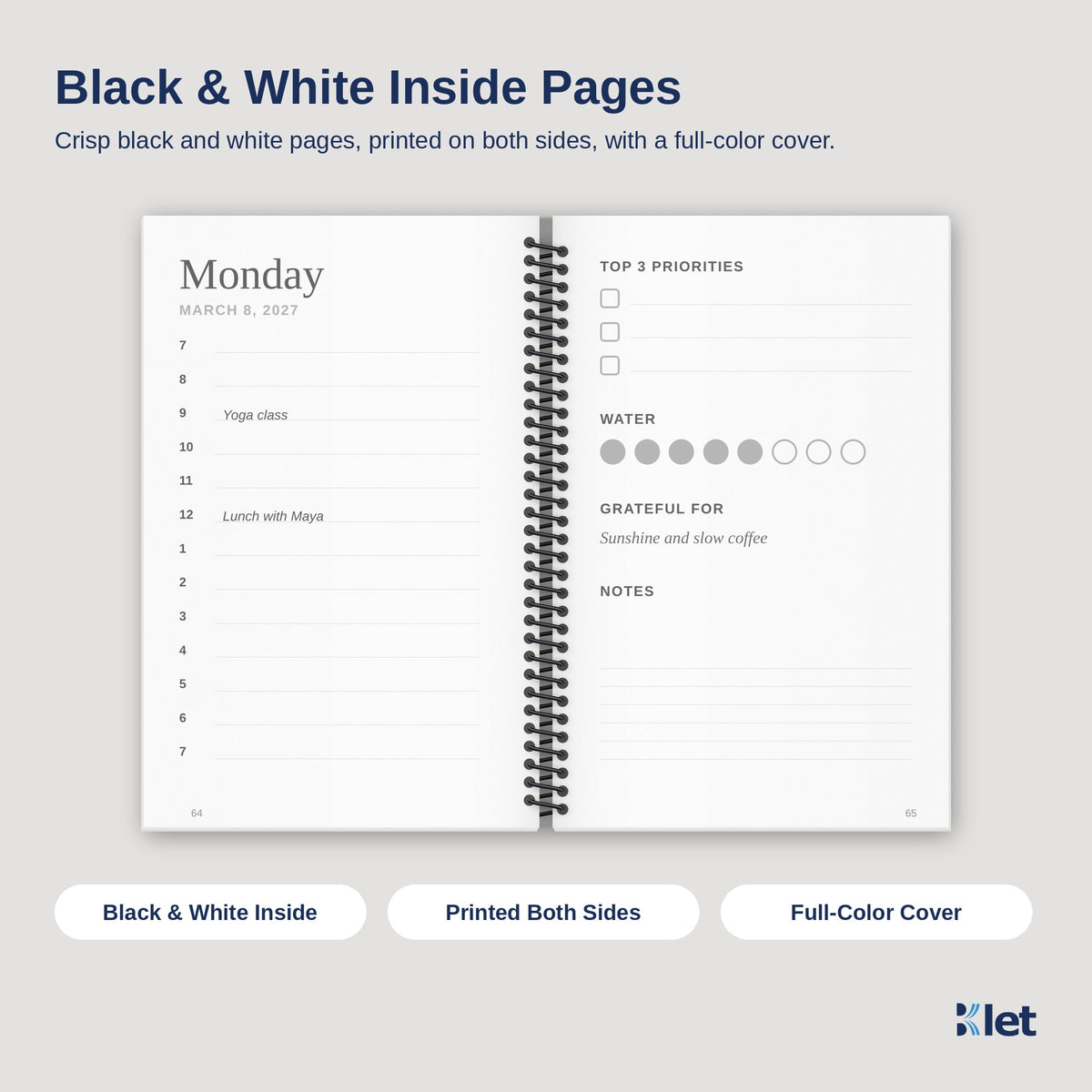 5.5 x 8.5 spiral book inside pages, black and white
