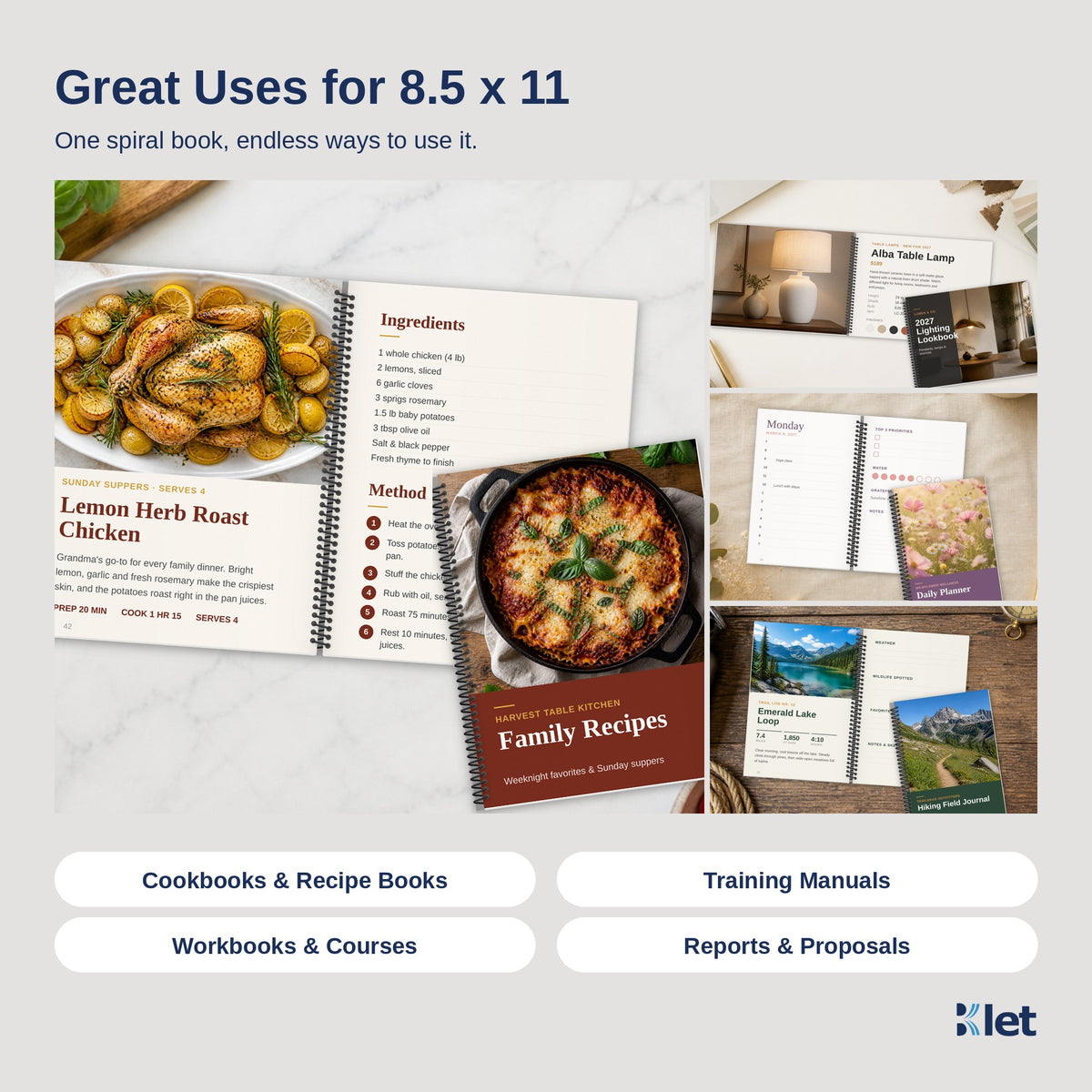 Uses for 8.5 x 11 spiral bound books