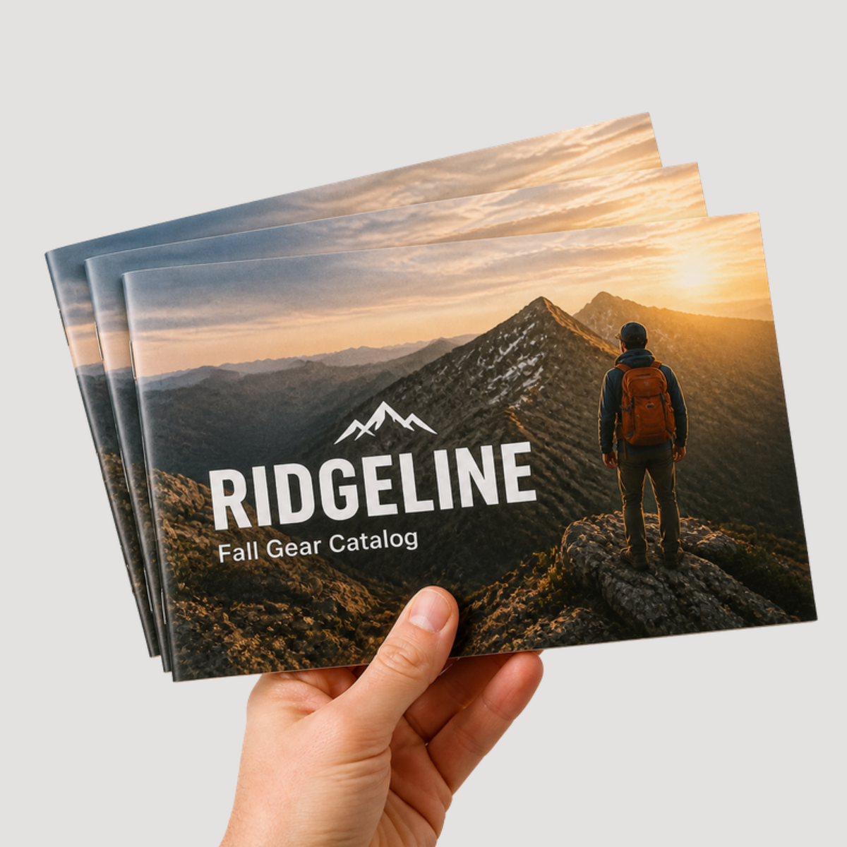 8.5 x 5.5 saddle-stitched all-cardstock booklet held in hand