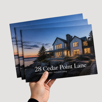 11 x 8.5 saddle-stitched all-cardstock booklet held in hand