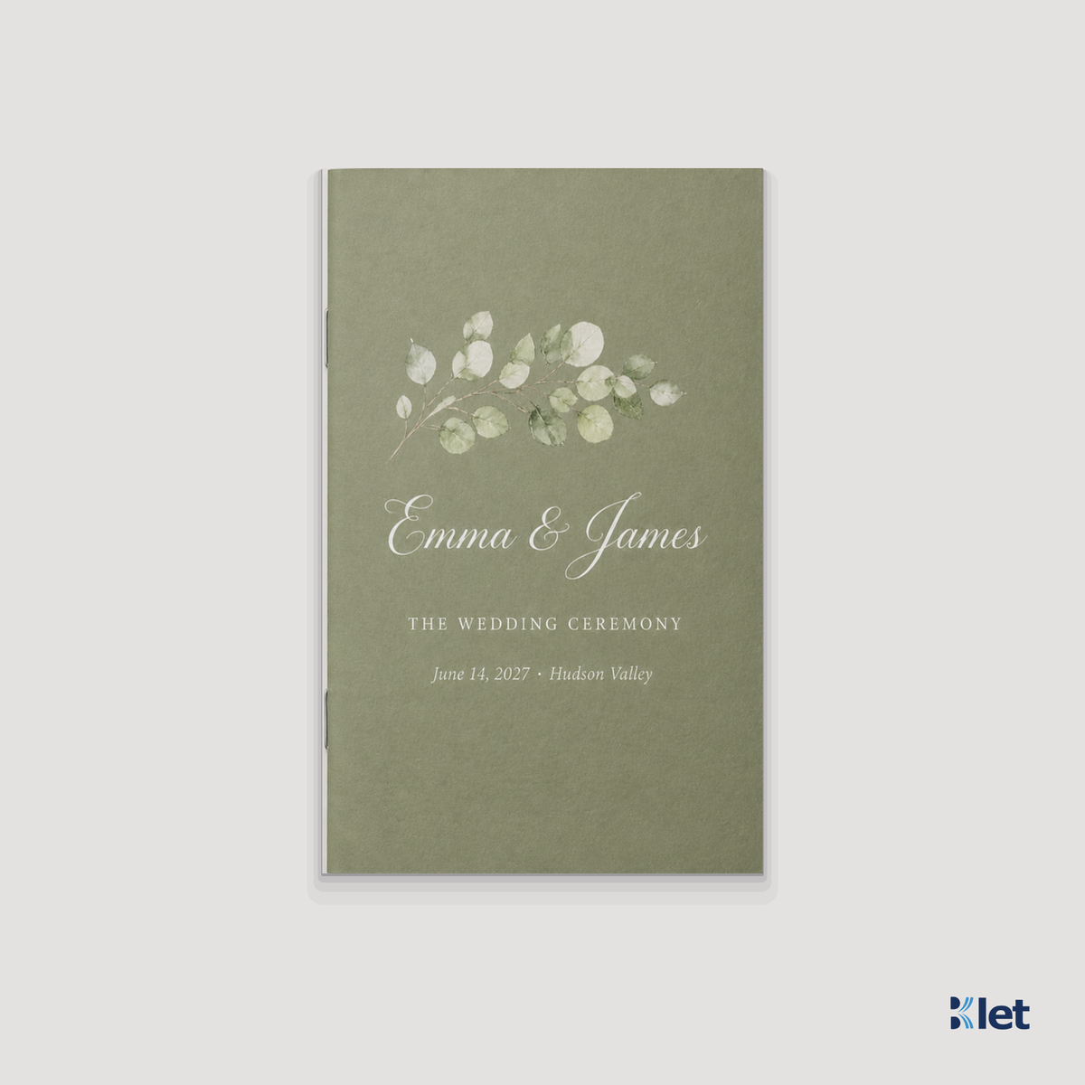 Custom 5 x 8 all-cardstock booklet, closed front cover