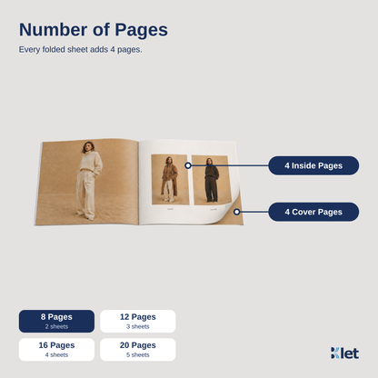 Page count options for 9 x 9 all-cardstock booklets
