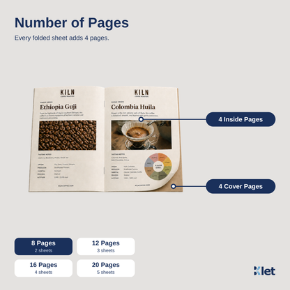 Page count options for A5 all-cardstock booklets