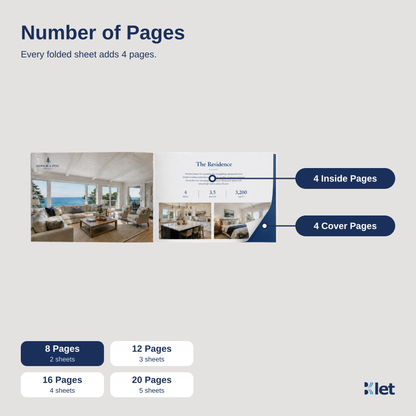 Page count options for 11 x 8.5 all-cardstock booklets