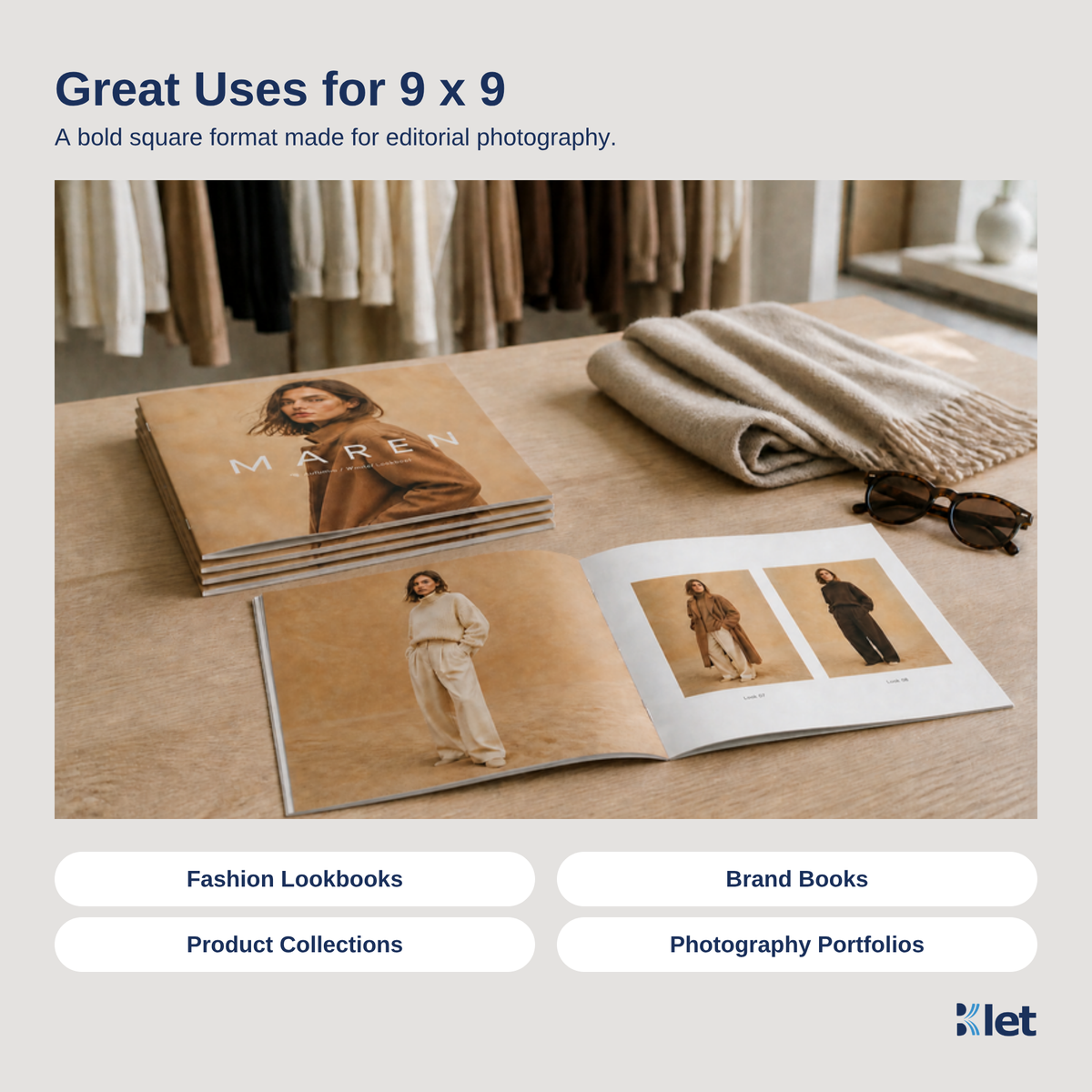 Great uses for 9 x 9 saddle-stitched all-cardstock booklets