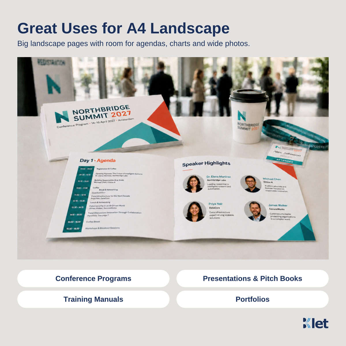 Great uses for A4 landscape saddle-stitched all-cardstock booklets