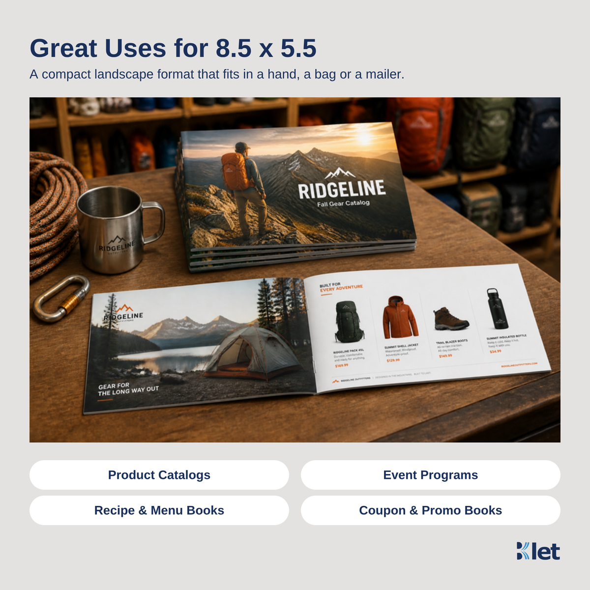 Great uses for 8.5 x 5.5 saddle-stitched all-cardstock booklets
