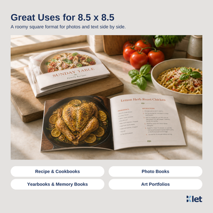 Great uses for 8.5 x 8.5 saddle-stitched all-cardstock booklets