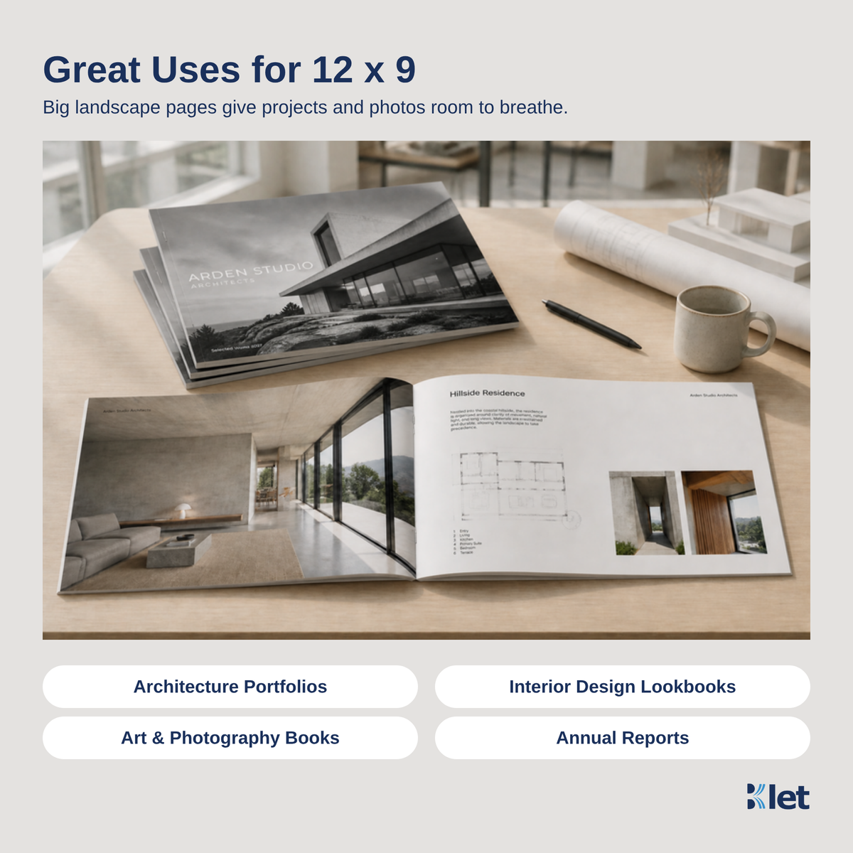 Great uses for 12 x 9 saddle-stitched all-cardstock booklets