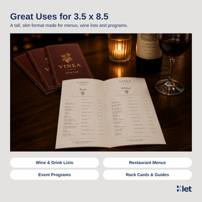 Great uses for 3.5 x 8.5 saddle-stitched all-cardstock booklets
