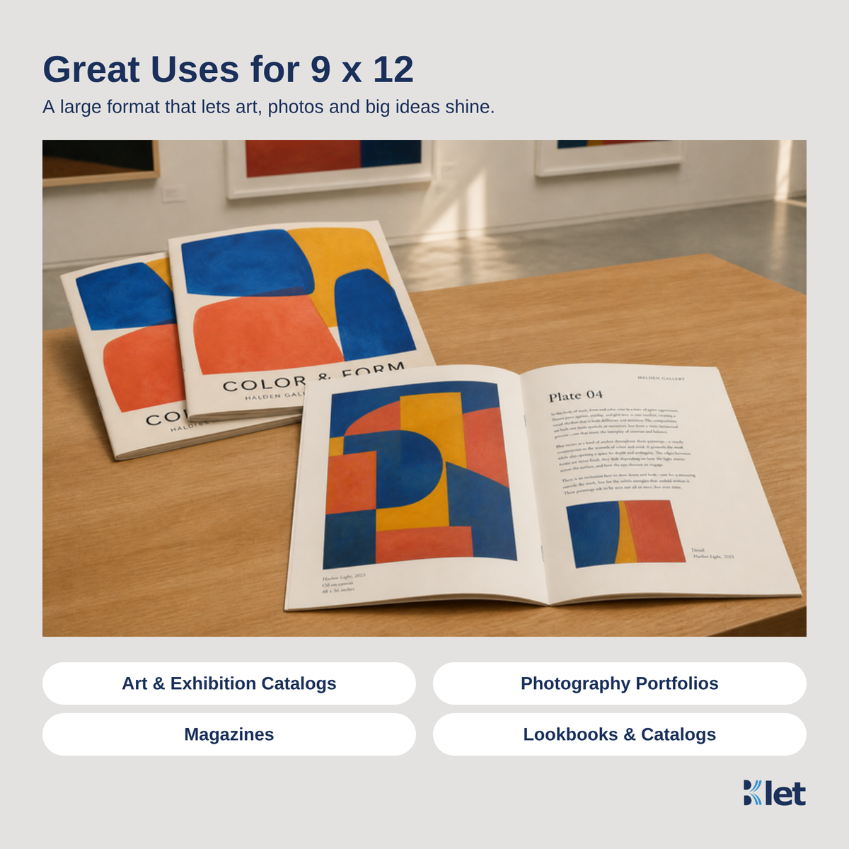 Great uses for 9 x 12 saddle-stitched all-cardstock booklets