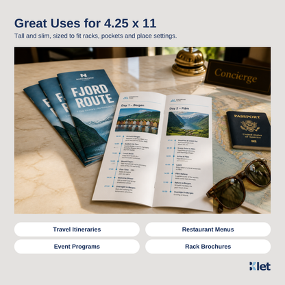 Great uses for 4.25 x 11 saddle-stitched all-cardstock booklets