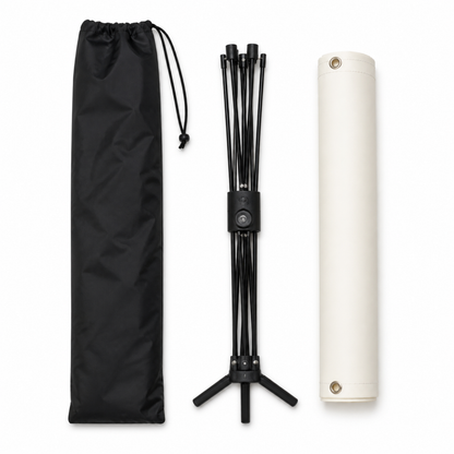 Included nylon bag, X-frame and banner