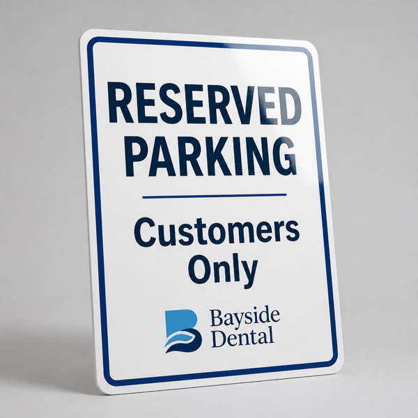 Custom printed aluminum parking sign with rounded corners