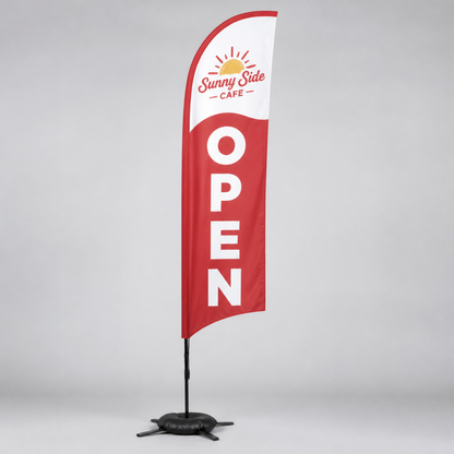 Custom feather flag with cross base