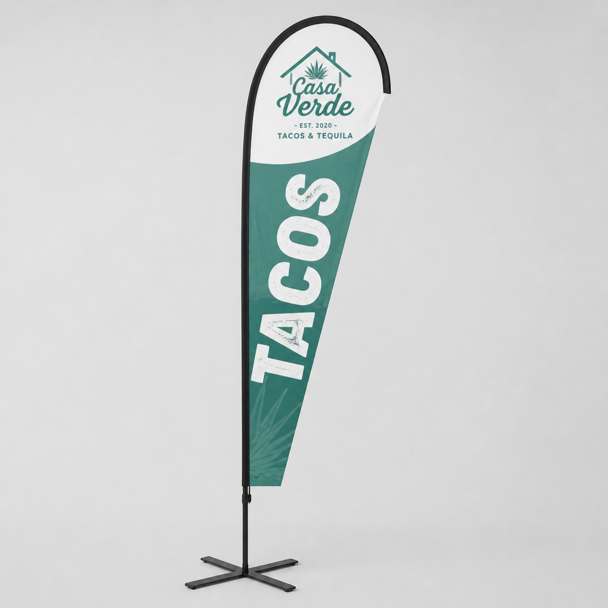 Custom teardrop flag with cross base