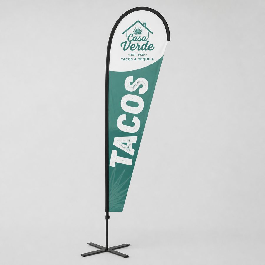 Custom teardrop flag with cross base