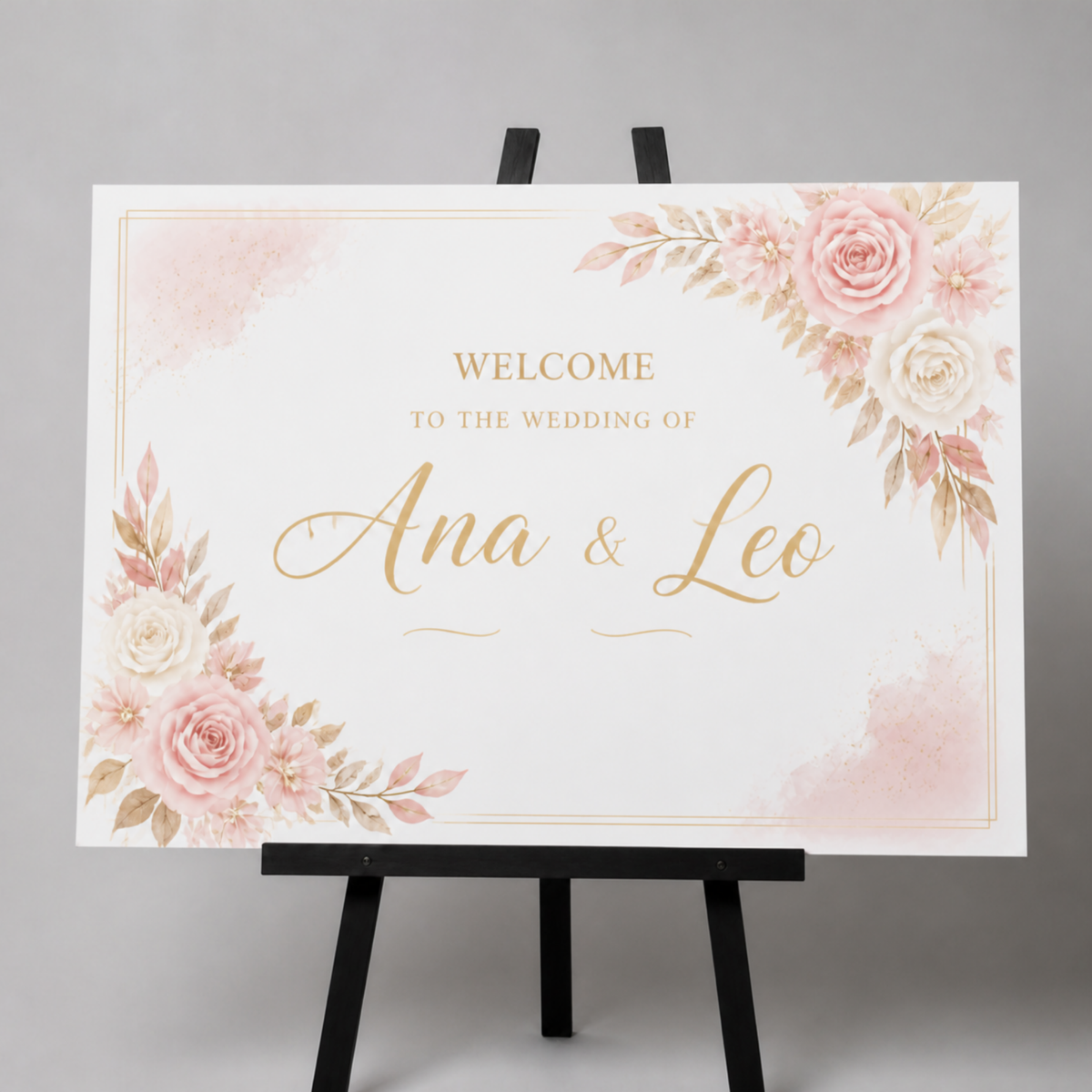 Landscape foam board welcome sign on an easel