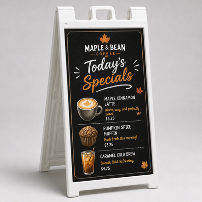 Deluxe white A-frame sidewalk sign
