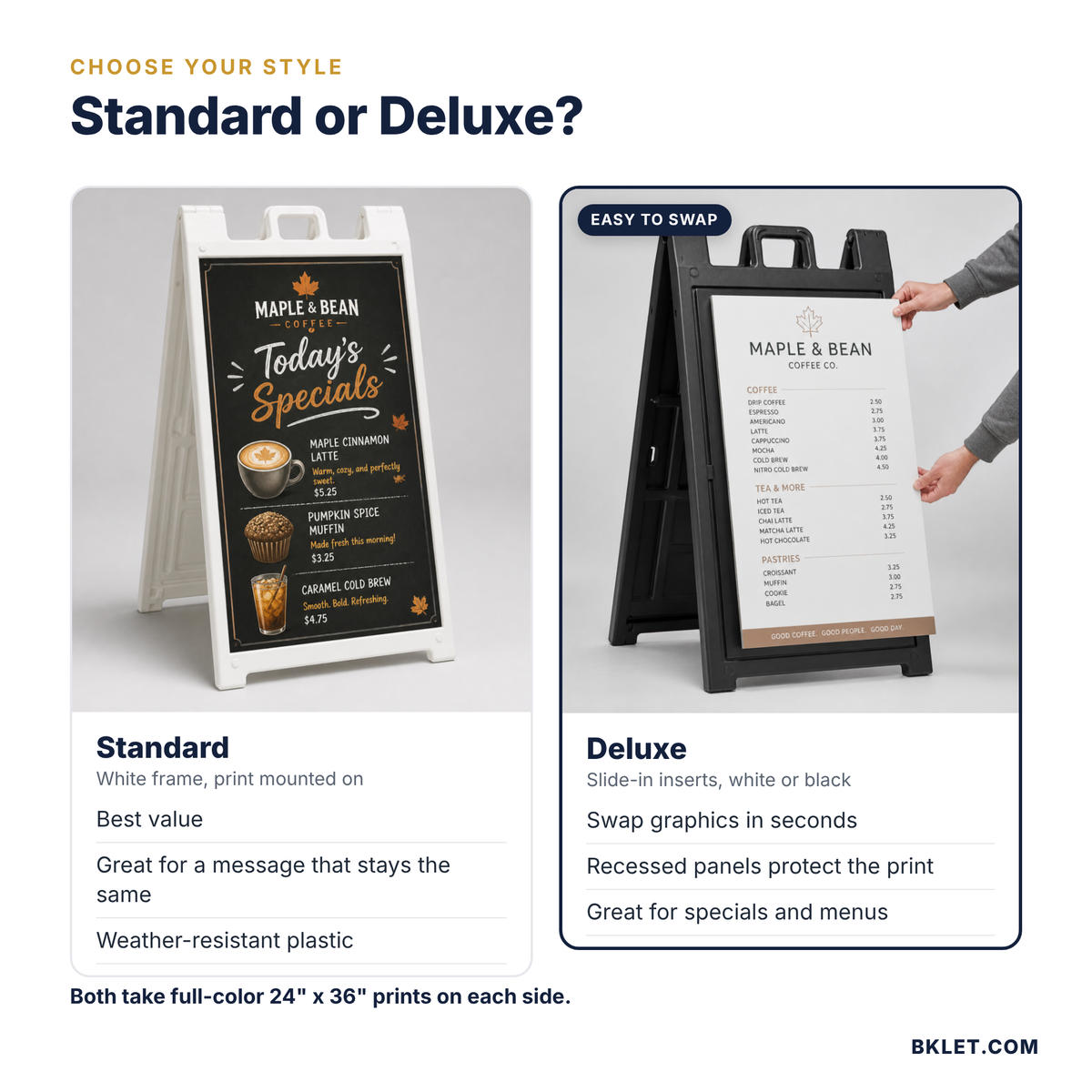 Standard vs Deluxe A-frame