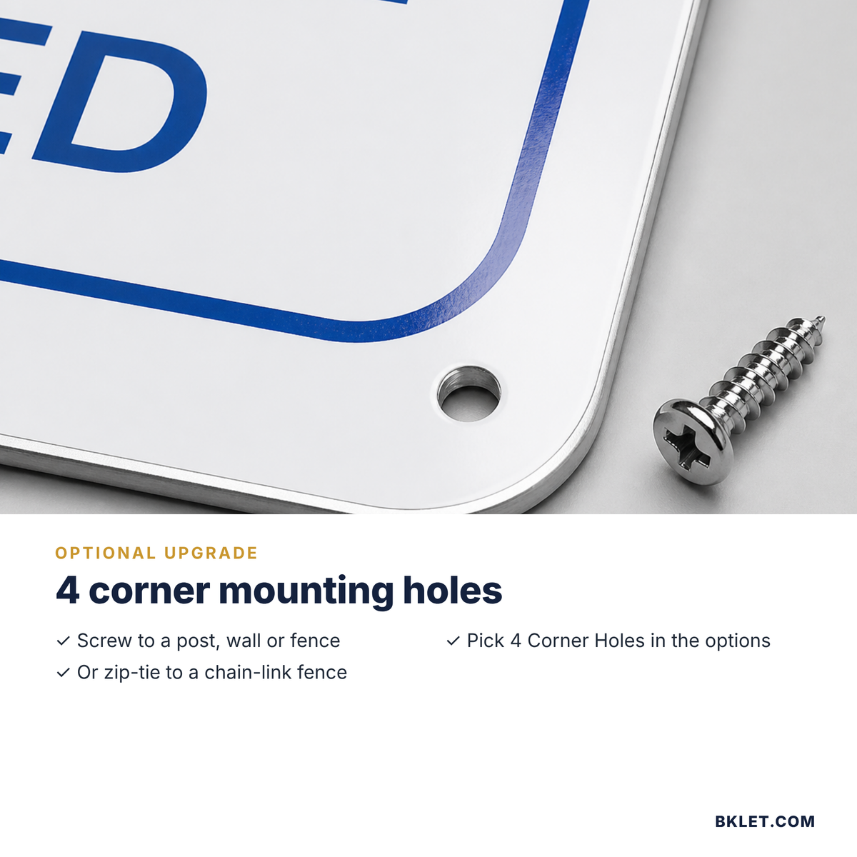 Optional 4 corner mounting holes