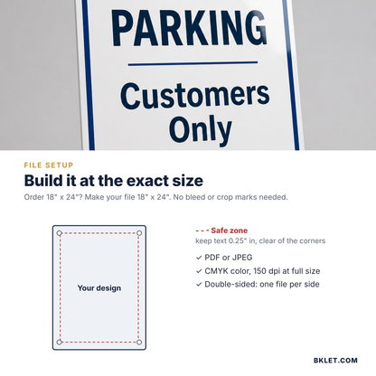 Aluminum sign file setup and safe zone